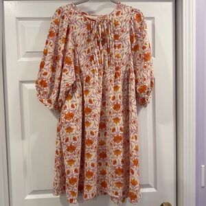 Universal Thread Orange Pink Peasant Boho Dress Womens Size Small XL